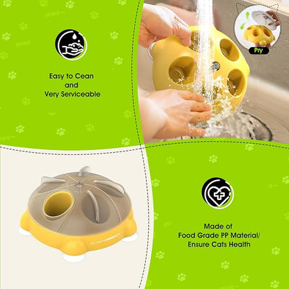 Interactive Cat Toy, Cat Slow Feeder with a 360-degree Rotating Design,Non-Slip Base Cats Puzzle Feeder Enrichment Toys for Indoor Cats