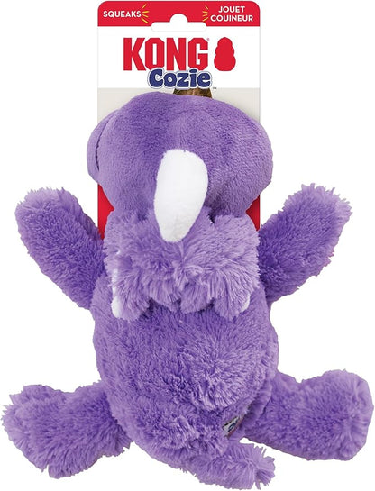 KONG Cozie Plush Dog Toys 2 Pack – Durable & Soft Squeaky Toys for Medium Dogs – Assorted Animal Characters (Rosie The Rhino)