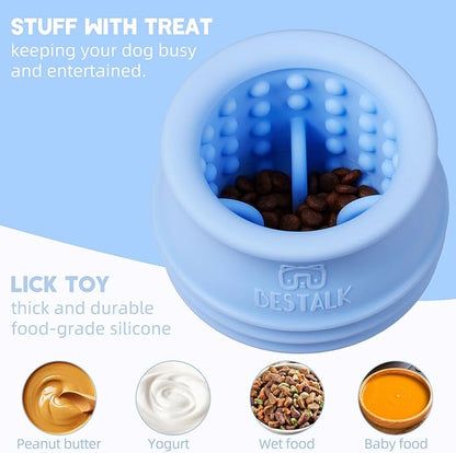 Dog Enrichment Treat Toy, Long-Lasting Wobbly Interactive Freeze Lick Toys for Dogs, Stuffable Puzzle Feeder Toy for Boredom, Silicone Treat Dispensing Chew Toy (Baby Blue,M)