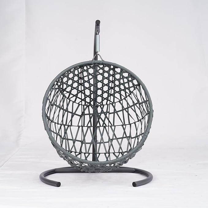 Cat Swing Bed with Stand & Cushion Indoor Outdoor, Cat Egg Chair with Rattan Wicker Appearance, Indoor Hanging Swinging Hammocks Cats Bed for Cat, Dogs, and Small Animals (Brown)