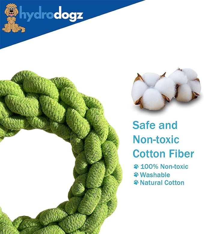 Reflective Padded Floating Leash and Dog Rope Chew Toy Assortment Bundle for Small Medium and Large Dogs, Natural Interactive Fetch Toys for Water Play (Floating Small Ring Bundle w/Leash)