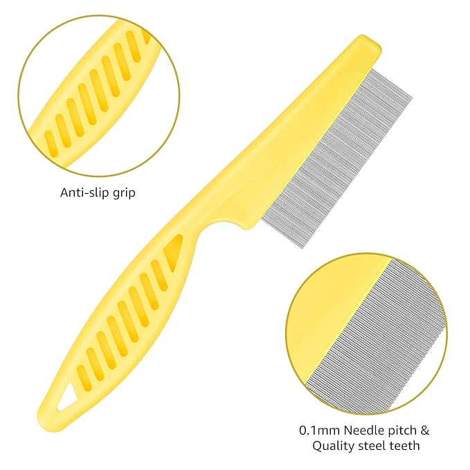 Cat Comb Dog Comb Fine Tooth Pet Grooming Set For Grooming And Removing Dandruff Flakes Remove Float Hair Tear Marks (yellow)