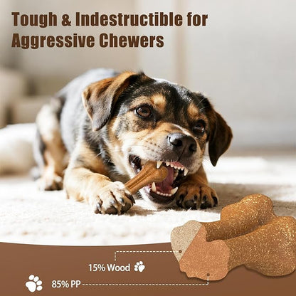 SCHITEC Dog Bone Chew Toys for Small Dogs & Puppies, Beef Flavor Teething Toy, Durable Dog Toys for Aggressive Chewers, Teeth Cleaning, 5Pcs