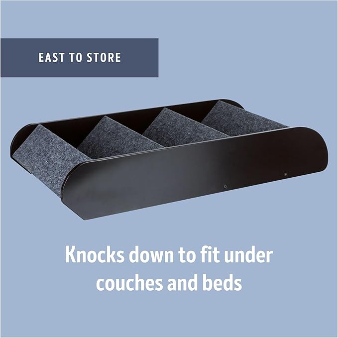 Trixie Dog Stairs with Nonslip Carpet - 4 Step Pet Stairs for Beds and Couches - Easily Adjustable - in Espresso Brown