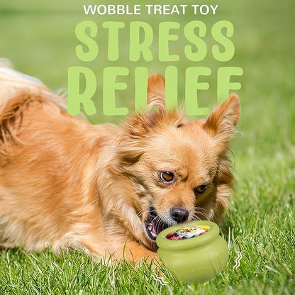 Wobbly Dog Enrichment Lick Toy, Stuffable Frozen Lick Bowl to Keep Dogs Busy, Long-Lasting Interactive Treat Dispensing Dog Toy, Silicone Fetch Catch Chew Toy(Green,S)