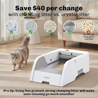 2 in 1 Self Cleaning Litter Box with APP Control, Open or Covered Canopy Design to Meet Cats' Varying Preferences, Large Automatic Cat Litter Box for Multiple Cats, Quiet, Odorless & Safe