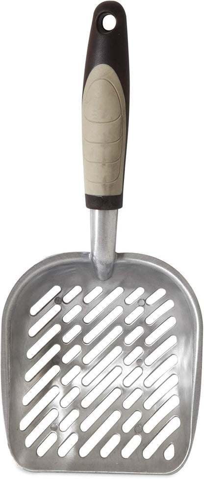 Petmate Metal Cat/Kitty Litter Scoop, Deep Shovel, Premium Non-Stick Large Scooper with Non-Slip Handle & Curved Design for Maximum Coverage