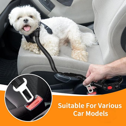 BWOGUE Pet Dog Cat Seat Belt Reflective Car Dog Headrest Restraint Leash Elastic Buffer Bungee Adjustable Tangle-Free Safety Leads Vehicle Seatbelt Harness for Small, Medium and Large Dogs (1 Pack)