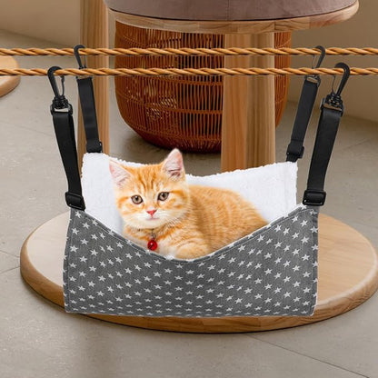 Sosoport 2Pcs Cat Hammock for Cage Hanging Reversible Pet Hammock for Cage Reversible Cat Hanging Bed Adjustable Straps & Plastics Hooks