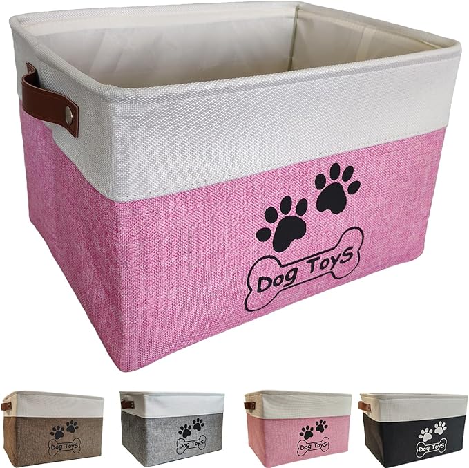 Dog Toy Basket Collapsible Dog Toy Box with Handles Foldable Dog Toy Bin for Pet Toys,Accessories