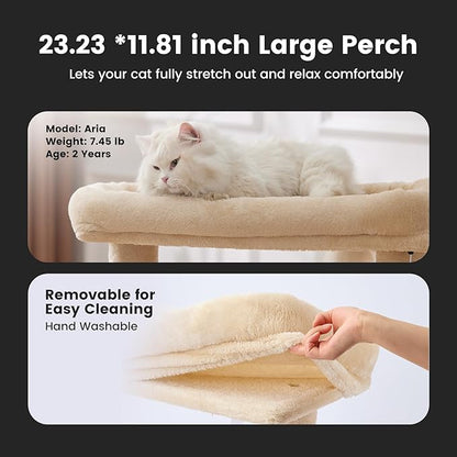 Gardner Pet 41" Cat Tree for Large Cats, Heavy Duty Cat Trees Tower with 3.2in Posts & Washable Top Perches & Replaceable Natural Sisal