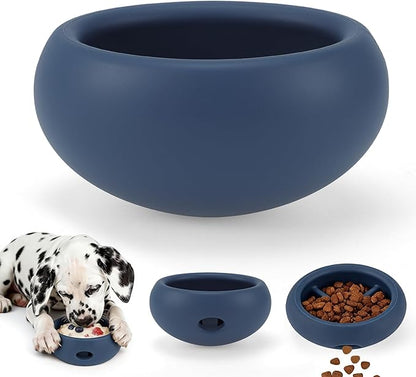 Dog Enrichment Toys, Durable Silicone, Interactive Engagement Slow Feeder Dog Bowls, Blue