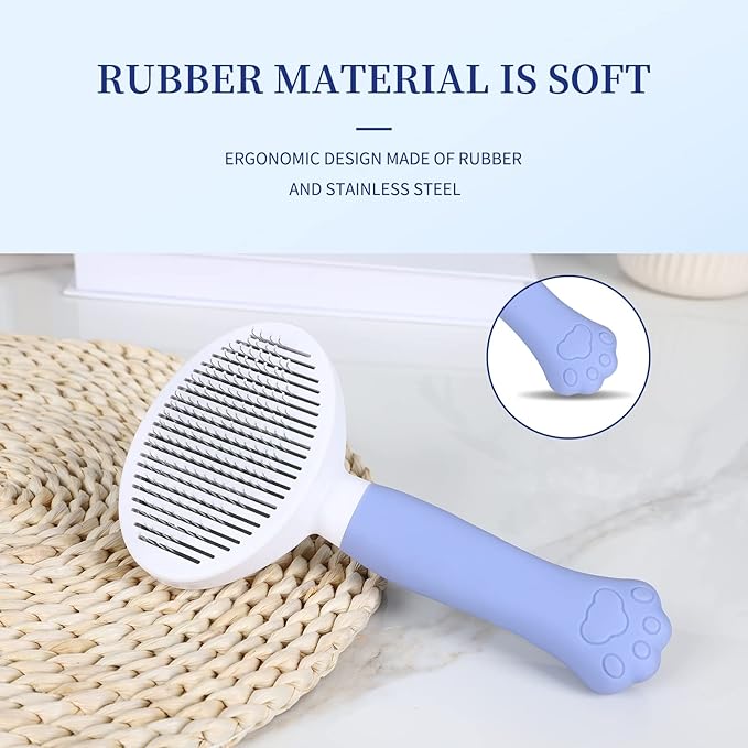 Cat Brush cat grooming supplies Gently Removes Loose Undercoat Mats, Tangled Hair and Soothes Skin. Ideal for Long and Short Haired Pets. (Blue)