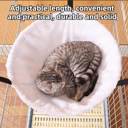 Warm Cat Hammock Lounge Hanging Bed for Cage Kennel Chair with Metal Frame, Adjustable Straps, Reversible Cat Bed, Machine Washable, Suitable for All Seasons (Orange,Small)