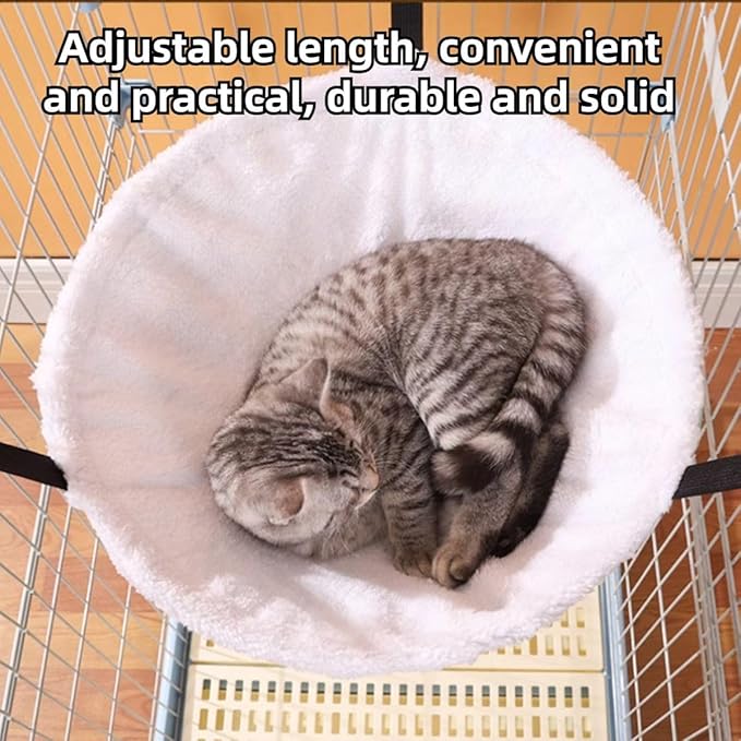 Warm Cat Hammock Lounge Hanging Bed for Cage Kennel Chair with Metal Frame, Adjustable Straps, Reversible Cat Bed, Machine Washable, Suitable for All Seasons (Blue,Small)