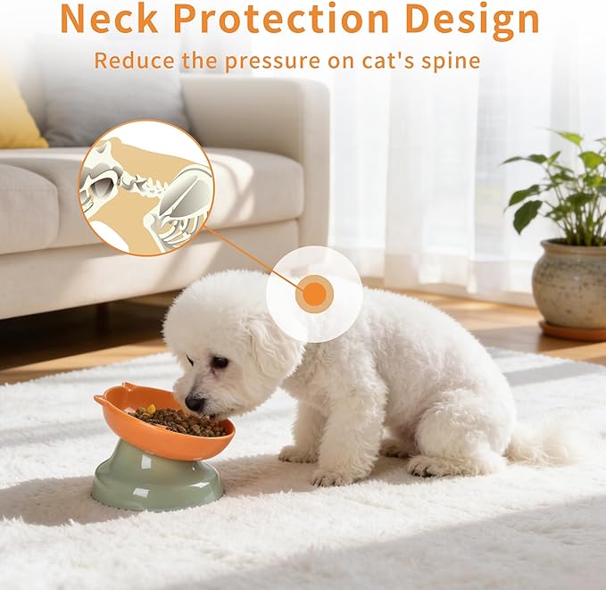 Ceramic Slow Feeder Dog Bowl, Elevated Maze Food Dish with Heavy Base, Anti Choking & Reduce Bloating, Raised Feeding Bowl for Small Medium Dogs (Orange)