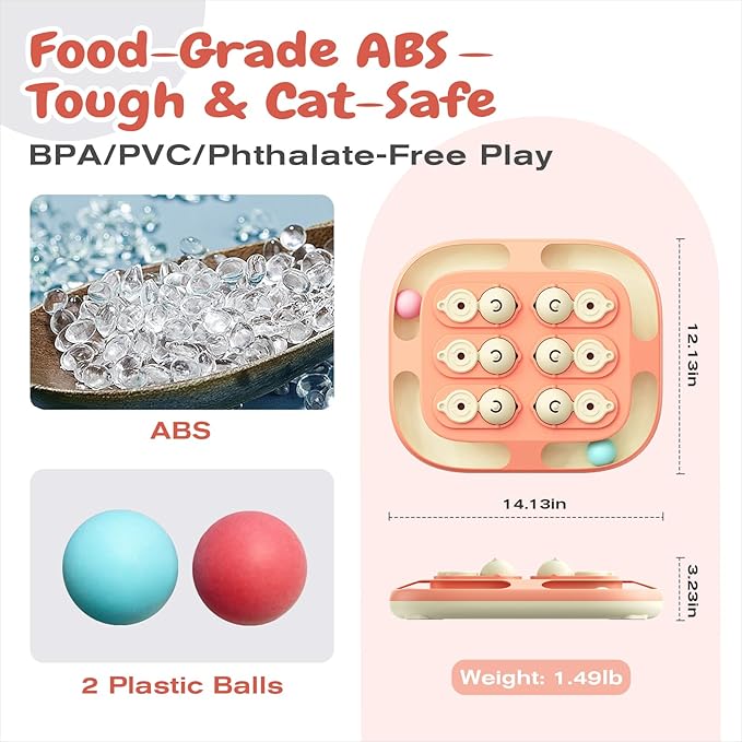 KADTC 2 Ways to Play Large Size Cat Treat Puzzle Toy U.S. Brand & Design Tracking Balls for Indoor Cats Puzzles Feeder Kitten Stimulating Enrichment Slow Feeding Toys Interactive Brain-Teasing Game