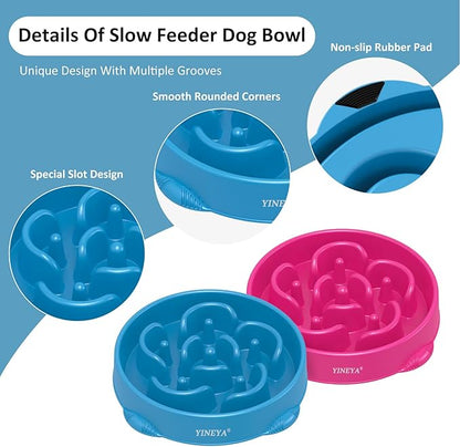 4 Cups Slow Feeder Dog Bowls Large Breed, Anti-Choking Pet Supplies, Maze Dog Food Bowl, Puzzle Feeder That Slow Down Eating 2PCS