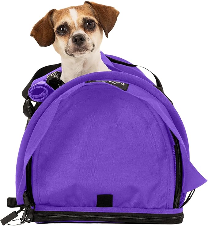 SturdiBag Pro 3.0 Pet Travel Carrier for Cats and Dogs – Soft-Sided with Safety Clips and Seatbelt Straps for Airplane or Car Travel | Small, Purple