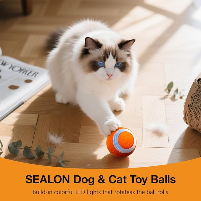 SEALON Electric Interactive Cat Toy Ball,Indoor Cat Play Ball, Suitable for Cats Over 6 Months for Exercise, Weight Loss, and Fun