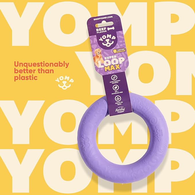 Yomp SuperLoop Max Dog Chew Ring Toy – Durable, Dishwasher Safe, for Active Play, Tug, Fetch & Chew, Freezer Safe for Teething Relief, Made of Non-Toxic, All-Natural Rubber