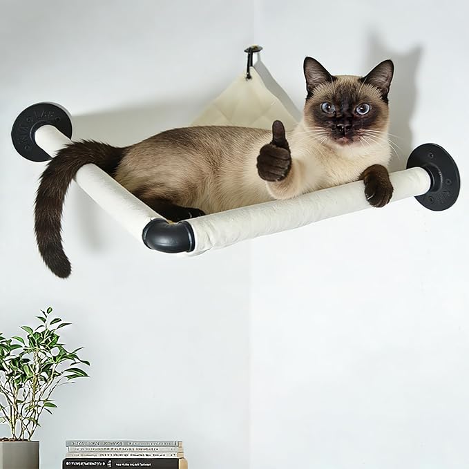 Wall Corner Cat Hammock Wall Mounted, 14.96 x 14.96 inch Wall Mounted Shelves Cat Beds for Sleeping, Playing, Climbing & Resting Wall Furniture Designed Specifically for Corners