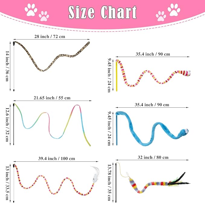 Sumind 6 Pieces Cat Toys Interactive Cat Wand Toys with Feather and Bell Safe Teaser Catcher Stick Toy Colorful and Sounding Christmas Wand for Cats Kittens Training Pets Exerciser