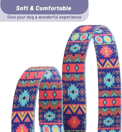 QQPETS Adjustable Soft Dog Collar: Print Flower Pink Multicolor Cute Patterns for XS Small Medium Large Pet Girl Boy Puppy Walking Running Training