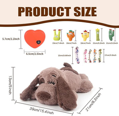 BEVERLYSHARK Heartbeat Puppy Toy Dog Anxiety Relief Calming Aid Heartbeat Stuffed Animal Behavioral Training and Sleep Aid Comfort Dog Toy Crate Training Heartbeat Dog Toy for Small Medium Large Dogs
