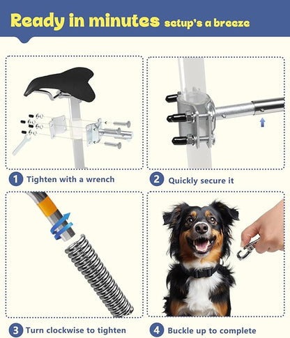 Dog Bike Leash - Hands-Free Bike Attachment for Dogs, Safe Shock-Absorbing, Adjustable Length, Easy to Install