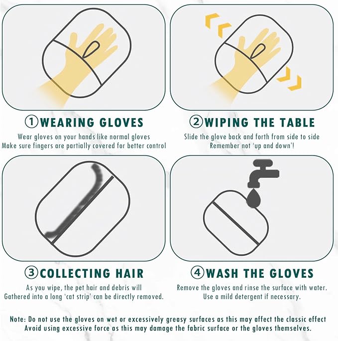 Aerbee Double-Sided Grooming Gloves for Pets, Static Removal Gloves for Pet Hair, Sueean Grooming Gloves for Pets, Reusable Pet Hair Remover Glove for Clothes Furniture Washing, Deshedding, Grooming