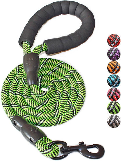 BAAPET 2/4/5/6 FT Dog Leash with Comfortable Padded Handle and Highly Reflective Threads for Small Medium and Large Dogs (5FT-1/2'', Black Green)