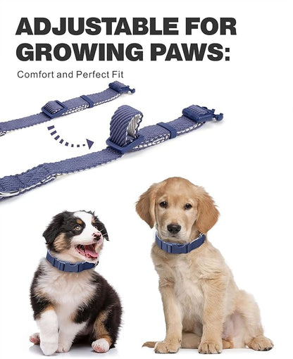 Dynmeow Soft and Breathable Cotton Dog Collar, Durable Adjustable Heavy-Duty Pet Collar with Quick-Release Buckle, Lightweight for Sensitive Skin for Medium and Large Dogs, Navy-Blue, M