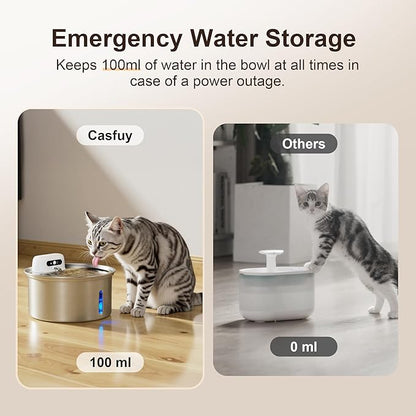 Casfuy W12 Upgraded Wireless Smart Stainless Steel Dog & Cat Water Fountain, 108-oz