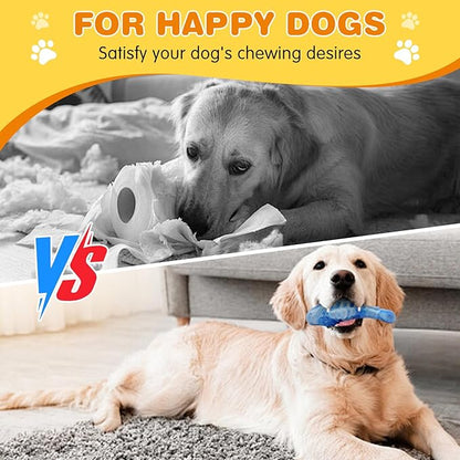 Tough Dog Toys for Aggressive Chewers 2 Pack, Indestructible Dog Toys to Keep Them Busy, Beef Flavor, Nylon Dog Chew Toys for Small, Medium and Large Dogs, Blue & Green
