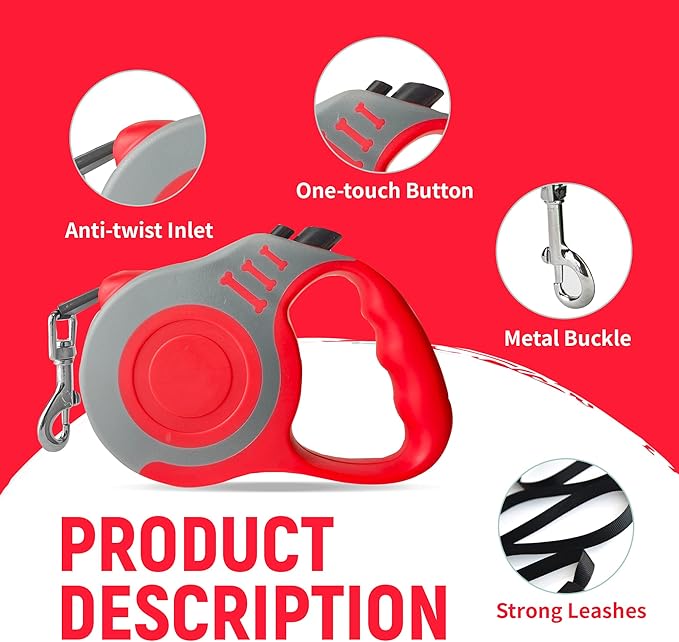 Retractable Dog Leash Automatic Telescopic Tractor Dog Tape, Pet Tape 10/16 FT Durable and Convenient, with Non-Slip Handle, Suitable for Small and Medium-Sized Dogs