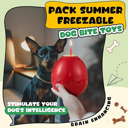 Aliceset 2 Pack Durable Freezable Dog Chew Toys for Aggressive Chewers Interactive Treat Dispensing Puzzle Toy for Large & XL Dogs Keeps Cool & Busy (Red)