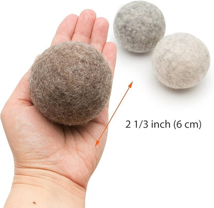 Glaciart One Felt Wool Balls for Dogs (3 Pcs)| Durable Dog Chew Toy, Puppy Chew Toys for Teething & Dog Teeth Cleaning | Pet Toys Fetch Games & for Anxiety/Boredom | Great for Small or Medium