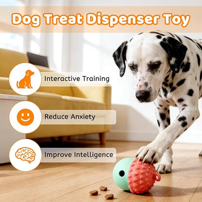 Dog Treat Toys for Puppy, Silicone Dog Toy Treat Dispenser Slow Feeder, Dog Interactive Toys for Boredom, Dog Enrichment Toys to Keep Them Busy, Interactive Dog Toy 1 Pack (Red&Green)