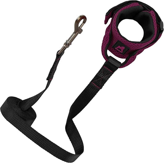 Gooby Soft Mesh Wrist Band Surfer Leash - Purple, 6 FT - Comfortable Hands Free Leash with Elastic Band for Small, Medium and Large Dogs