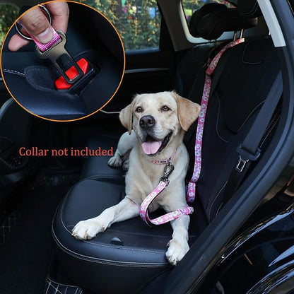 Hands Free Dog Leash, No Pull Bungee Dog Running Waist Leash, with Car Seat Belt, Reflective Stripes, Heavy Duty for Medium and Large Dogs. (Daisy Pink, Large)