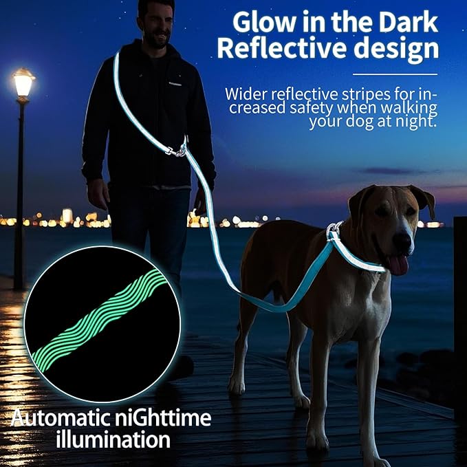 Hands Free Dog Leash, 4.25FT - 9FT Multifunctional Crossbody Waist Leash for Dogs Walking Reflective Running Dog Leashs for Medium and Large Dogs Walking,Jogging,Running,Training (Blue)