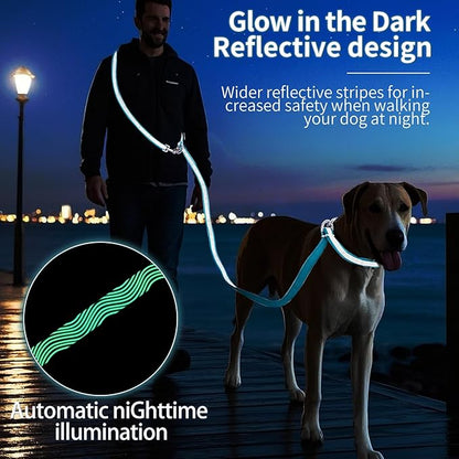 Hands Free Dog Leash, 4.25FT - 9FT Multifunctional Crossbody Waist Leash for Dogs Walking Reflective Running Dog Leashs for Medium and Large Dogs Walking,Jogging,Running,Training (Blue)