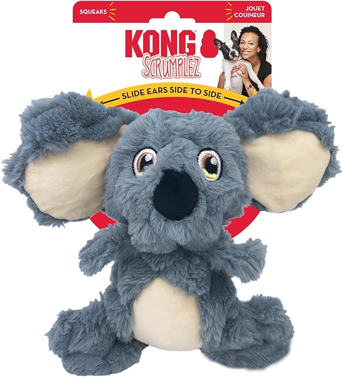 KONG Scrumplez Dog Toy - Soft Plush Squeaker Toy for Interactive Play, Stuffed with Extra-Squeaky Fun, Durable and Engaging for Dogs (Gray Koala)