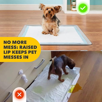 TidyFriend 2 Pack Dog Pee Pad Holder Tray - Fits Up to 24” x 24” Pee Pad Holder for Dogs - Stable Grip, Raised Edges, Quick-Wipe Silicone Surface Dog Pad Holder for Indoor Flooring Protection (Grey)