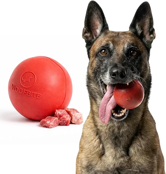 Virtually Indestructible Dog Ball - Lifetime Replacement - Tough, Durable Chew Toy for Aggressive Chewers - Safe Non-Toxic Natural Rubber - Chew & Fetch - Med/Large Breed, 3" - Beef Scent