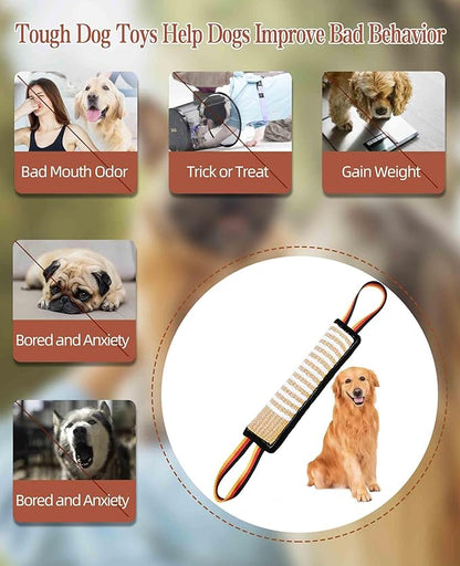 Clysoru Dog Tug Toy Tough Jute Bite Pillow Lasting Training Equipment Puppy to Large Dogs Interactive for Large and Small