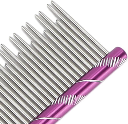Pet Hair Removal Comb Reusable Comfortable Stainless Steel Comb for Cat Grooming Pet Hair Removal Comb Stainless Steel Pet Comb Open Knot Comb Grooming Comb (Volet)