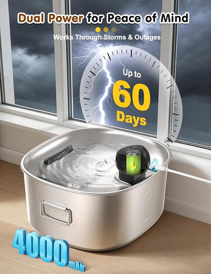Dog Water Bowl Dispenser, 10L/2.64Gal/338 Oz Automatic Dog Water Fountain with APP & 2.4G WiFi, 5-Filtered Stainless Steel Pet Water Fountain Quiet for Large Dogs Inside and Multi-Pet Home
