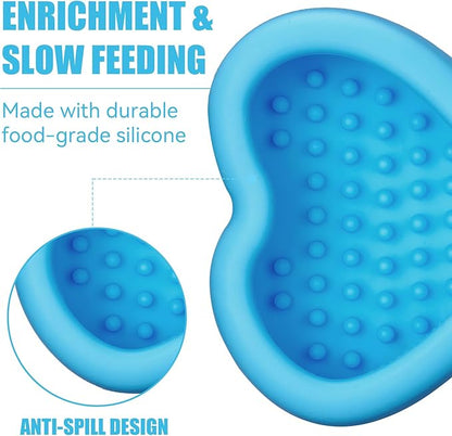 Lick Mat for Dogs, Animire Anti-Spilled Bow Tie Lick Bowls for Anxiety Relief, Silicone Slow Feeder Licking Pad with Suction Cups, Freezeable Dog Enrichment Toy for Boredom(Light Blue,S)